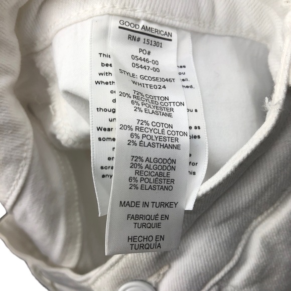 Good American Plus Size White Ripped Cut Off With High Low Hem - Picture 7 of 7